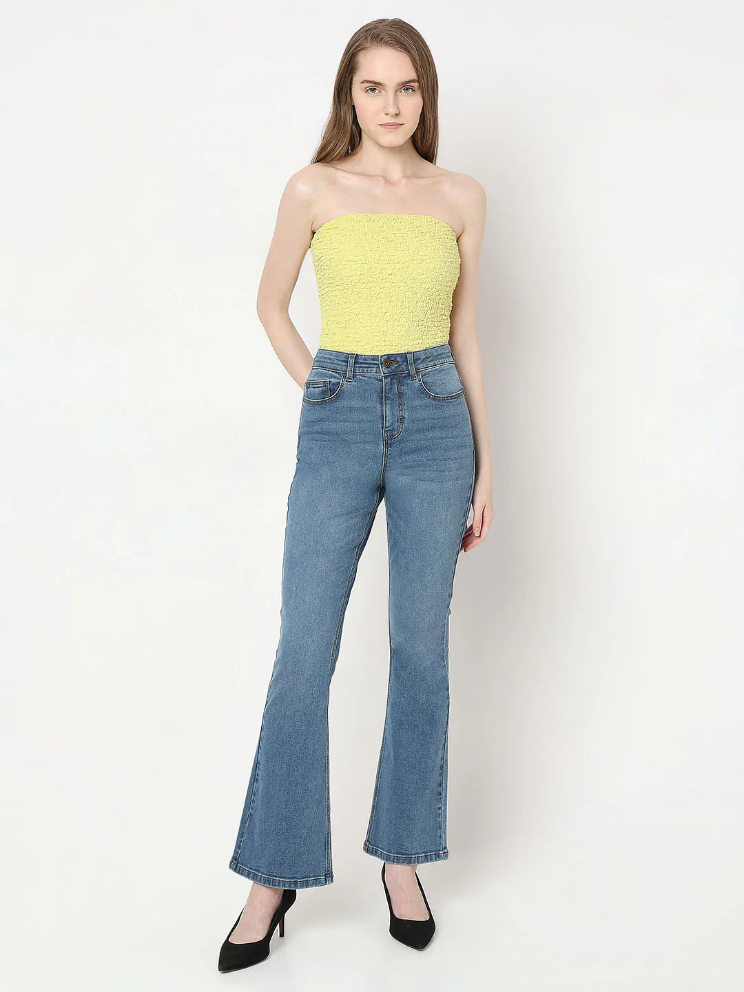 Light Blue High Rise Bootcut Jeans - Image 5