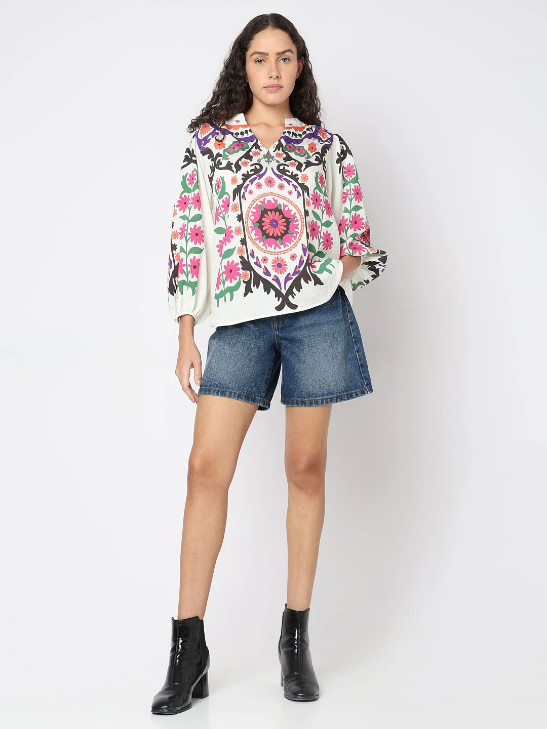 Beige Floral Print Top - Image 5