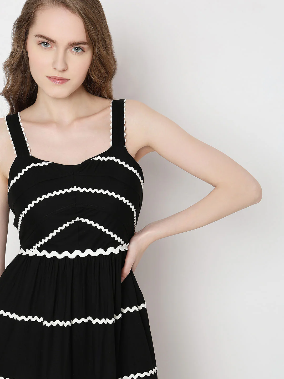 Black Embroidered Midi Dress - Image 5