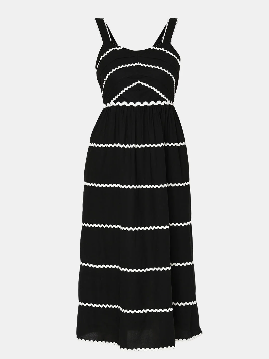 Black Embroidered Midi Dress - Image 7