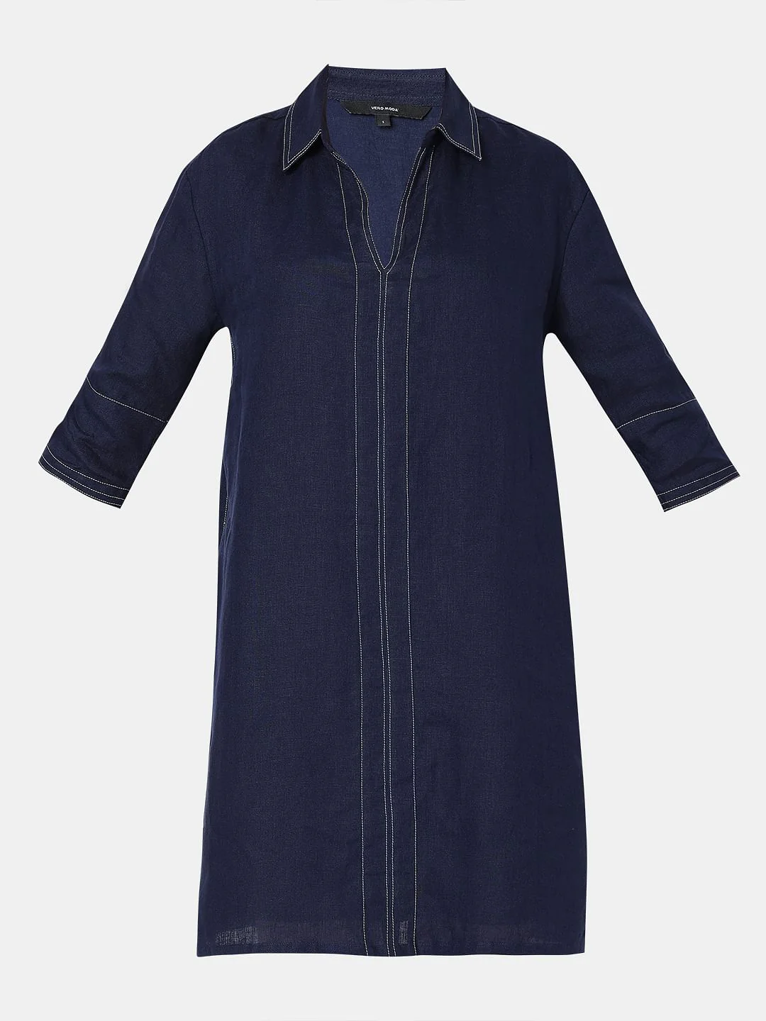 Blue V-Neck Shift Dress - Image 7