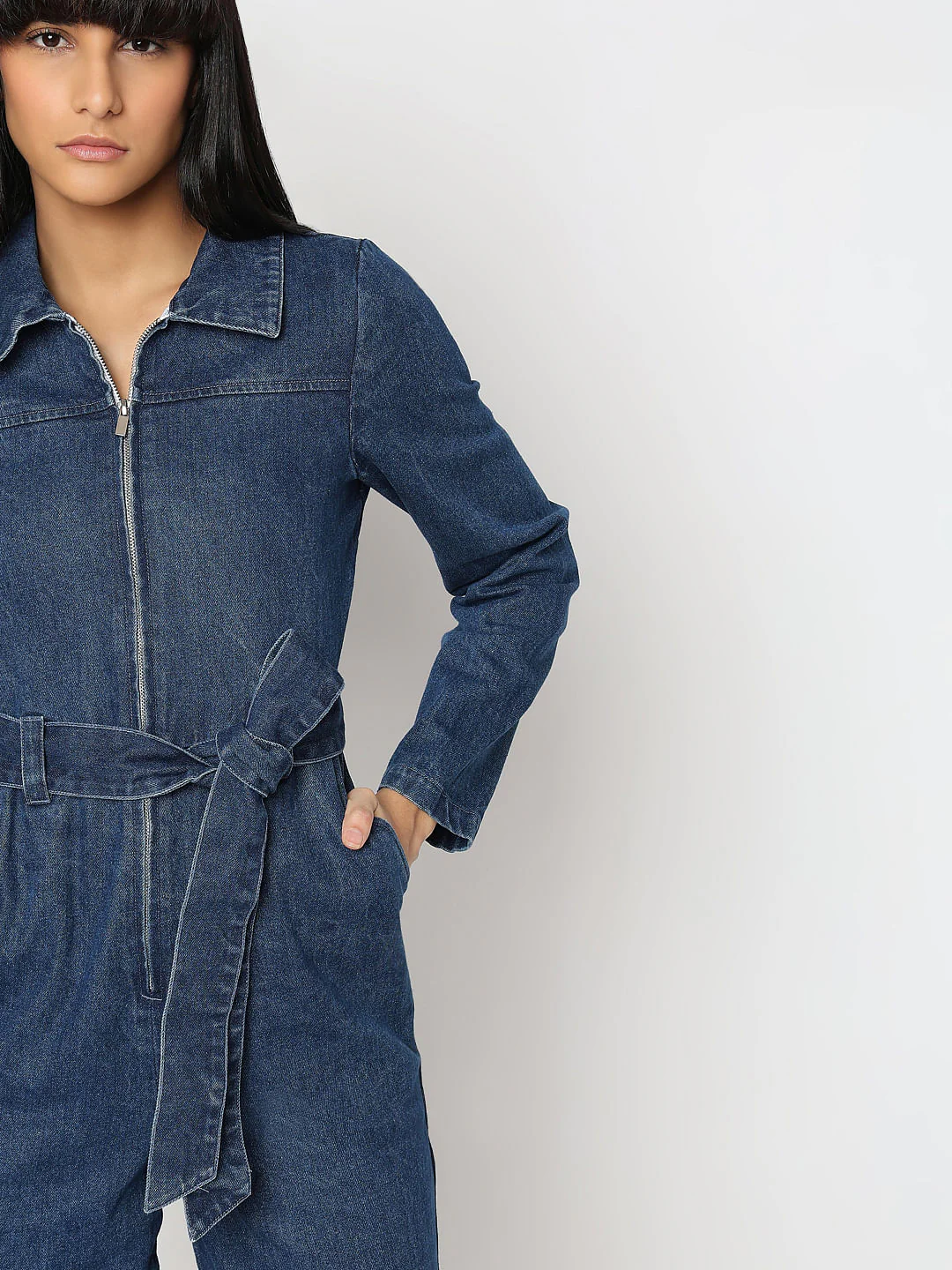 Blue Cotton Denim Jumpsuit - Image 5