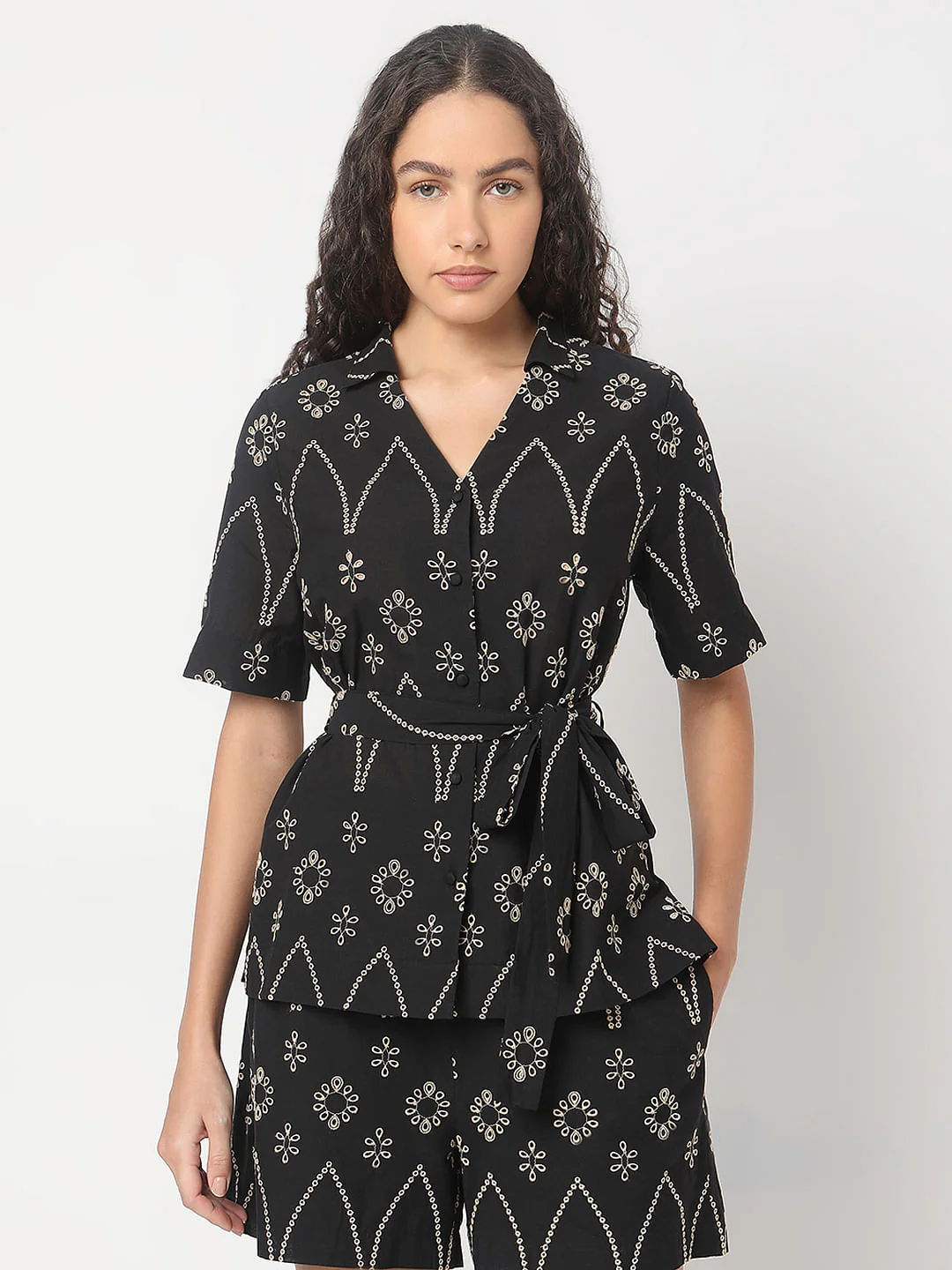 Black Embroidered Co-Ord Set Top - Image 2
