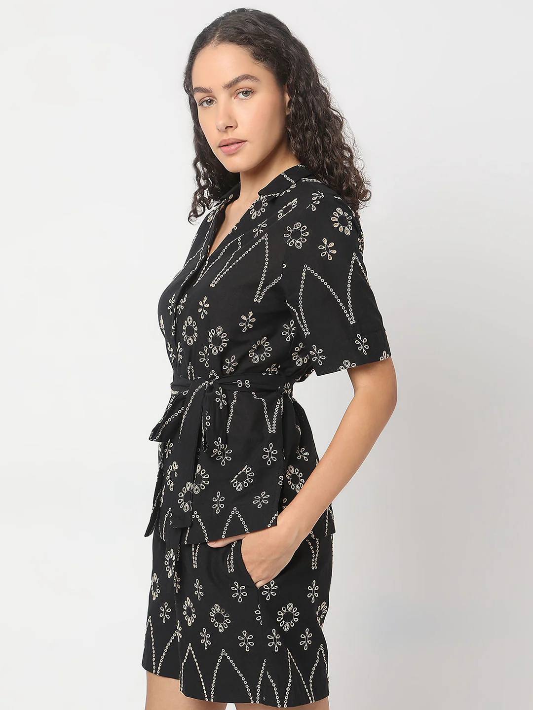 Black Embroidered Co-Ord Set Top - Image 3