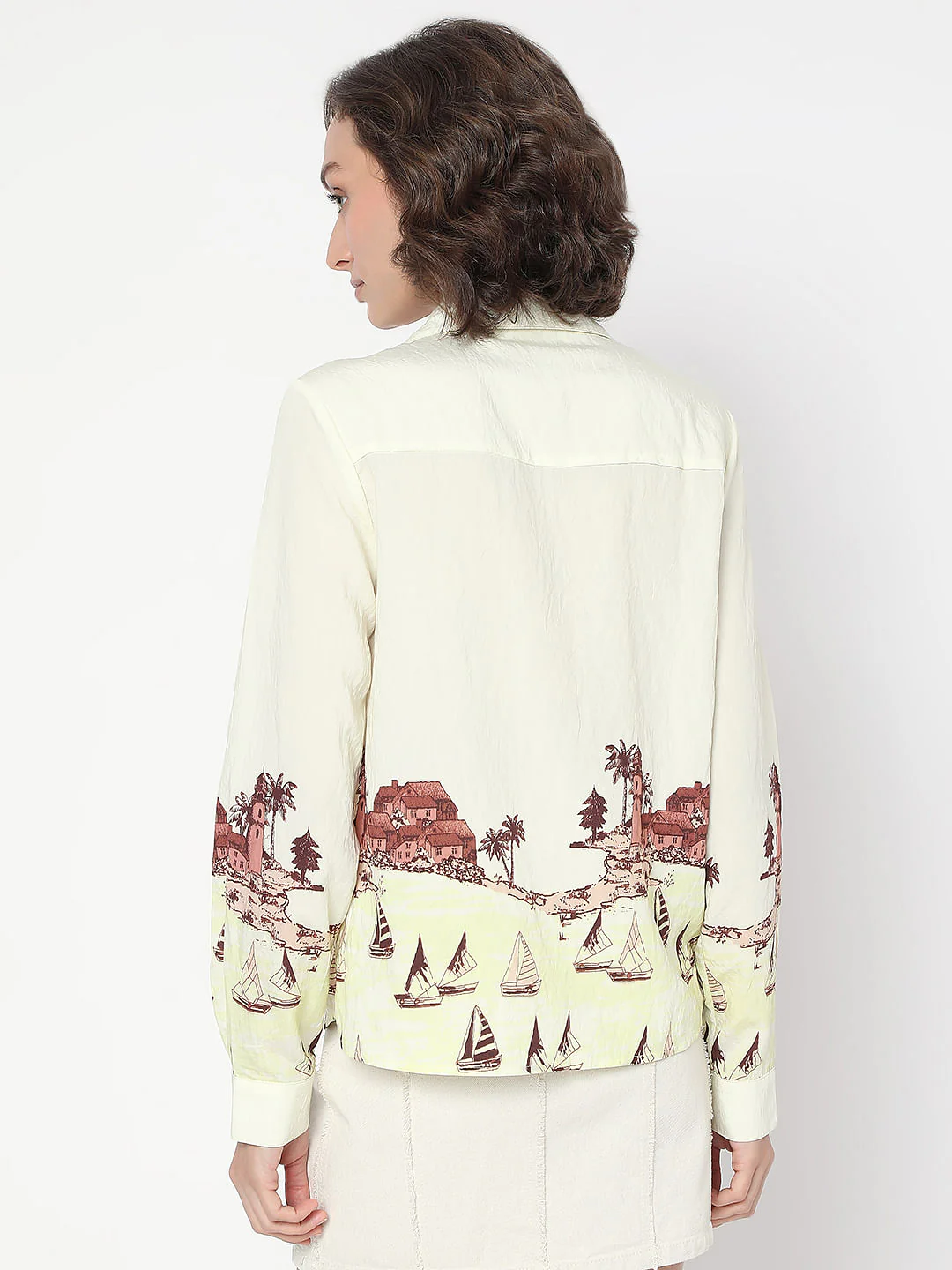 White Printed Long Shirt - Image 4