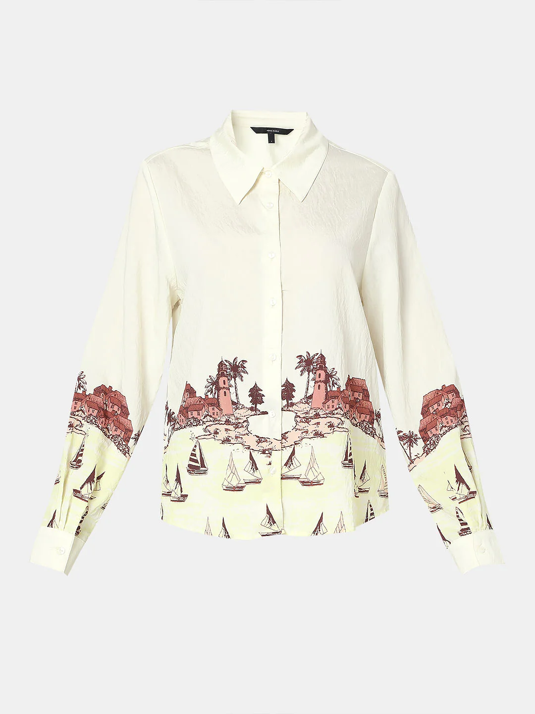 White Printed Long Shirt - Image 7