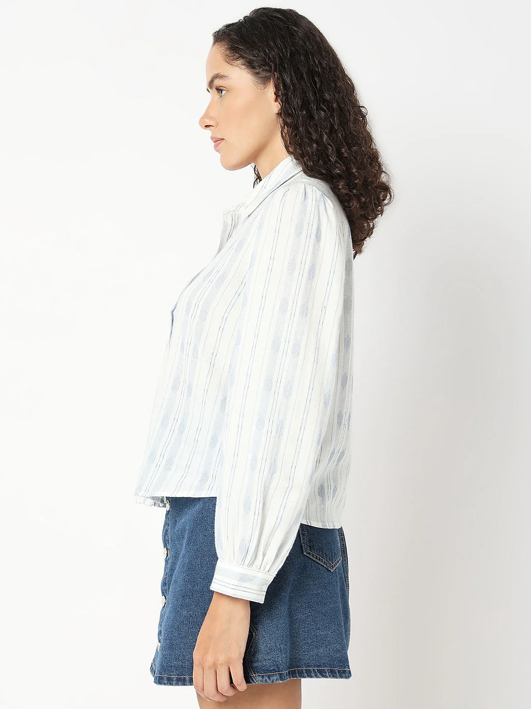 Light Blue Printed Cotton Shirt - Image 3