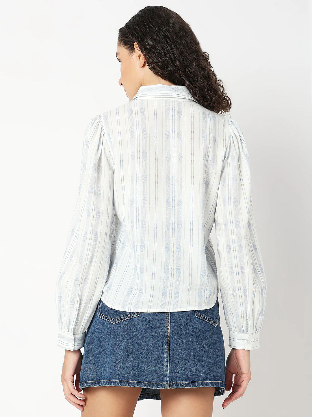 Light Blue Printed Cotton Shirt - Image 4
