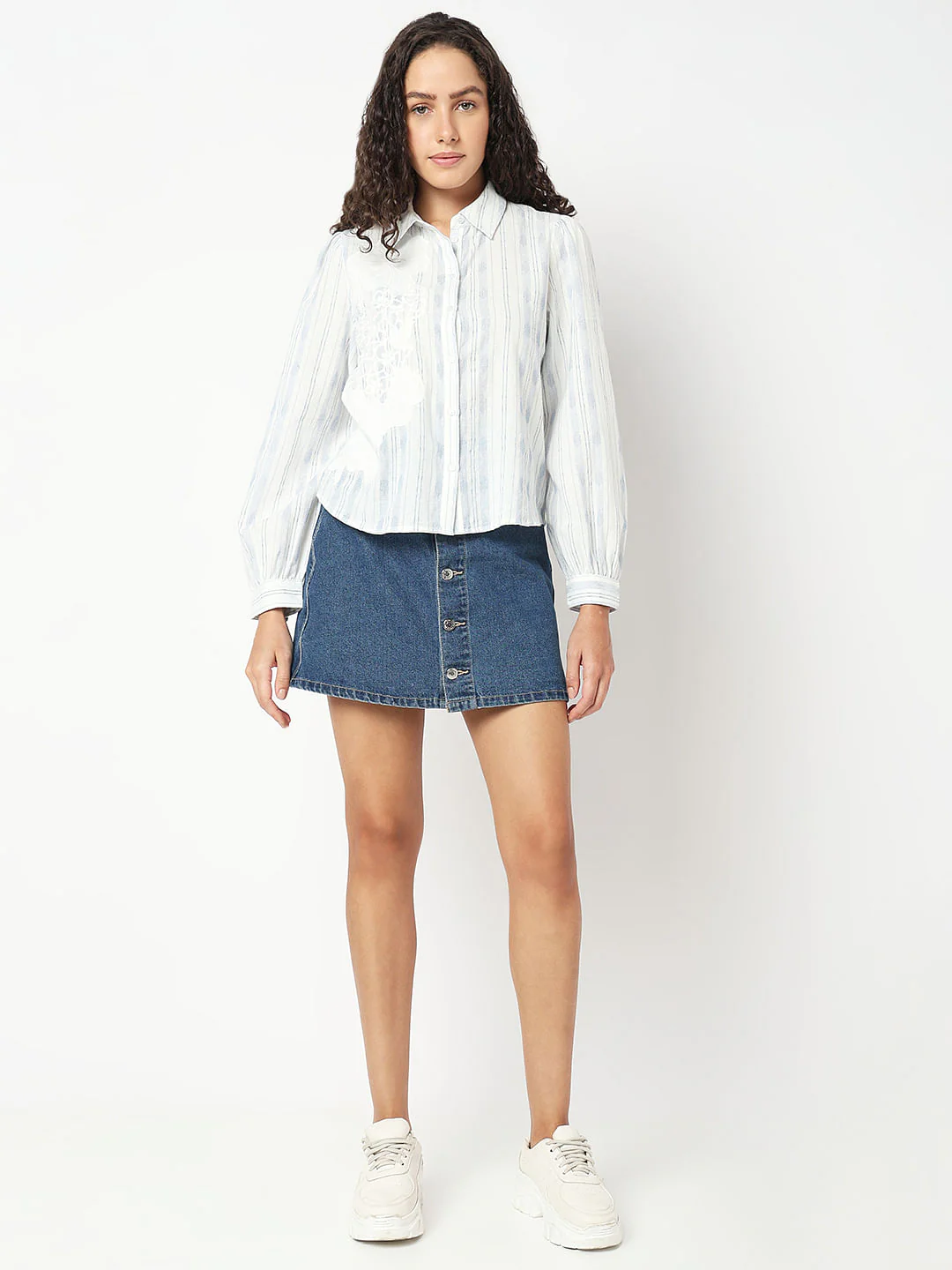 Light Blue Printed Cotton Shirt - Image 5