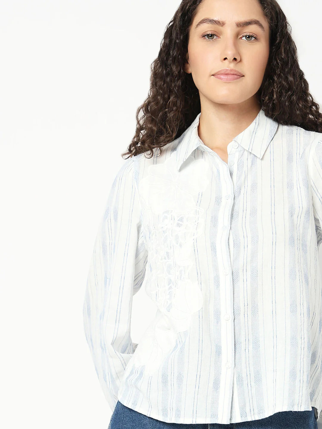 Light Blue Printed Cotton Shirt - Image 6