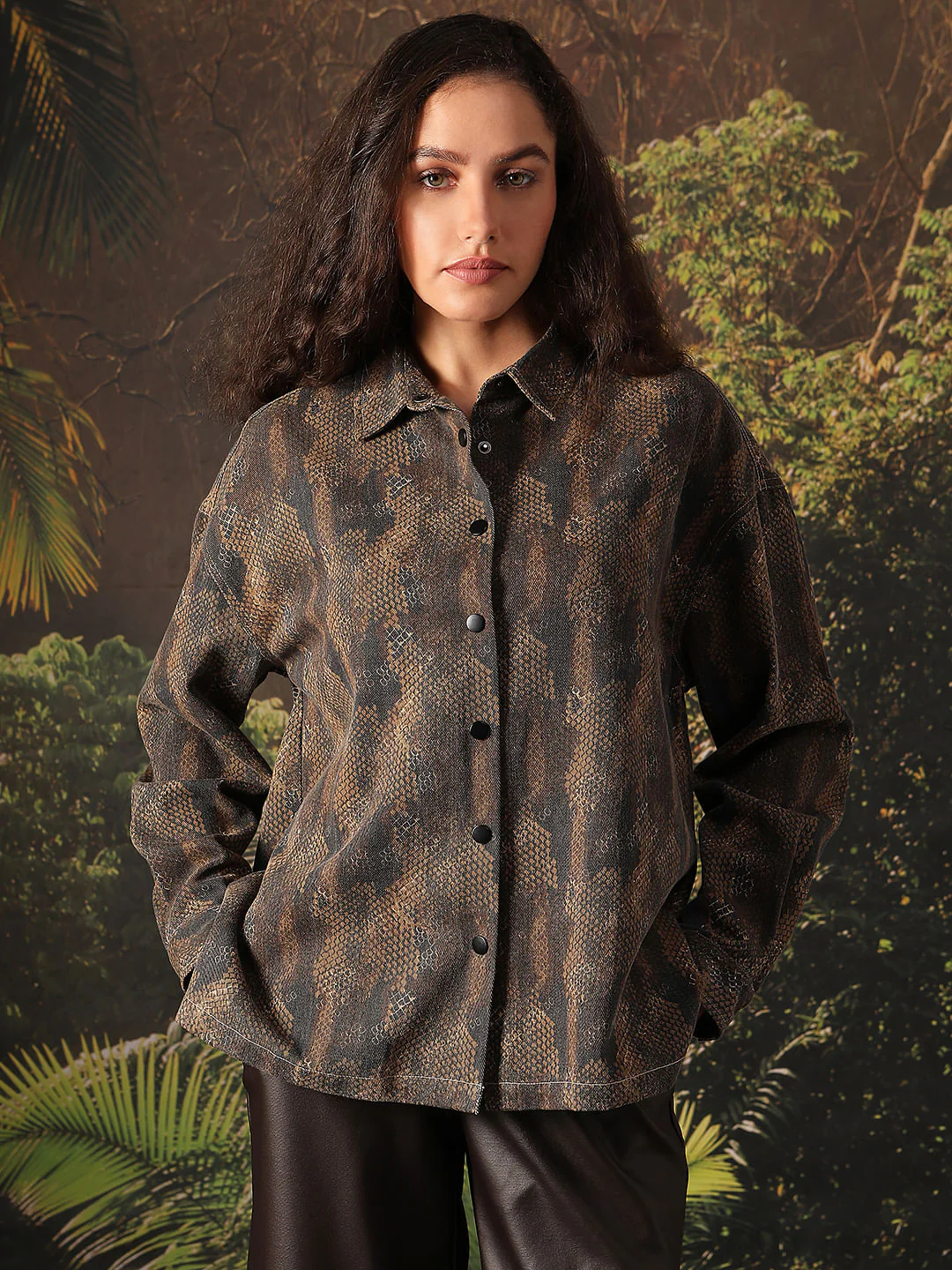 Disney Dark Olive Animal Print Shirt - Image 2