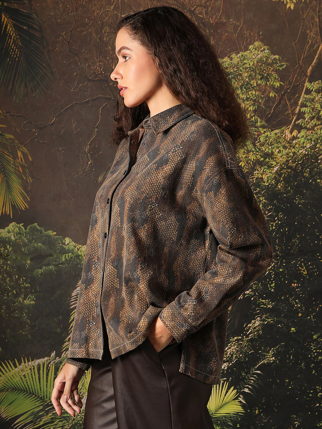 Disney Dark Olive Animal Print Shirt - Image 3