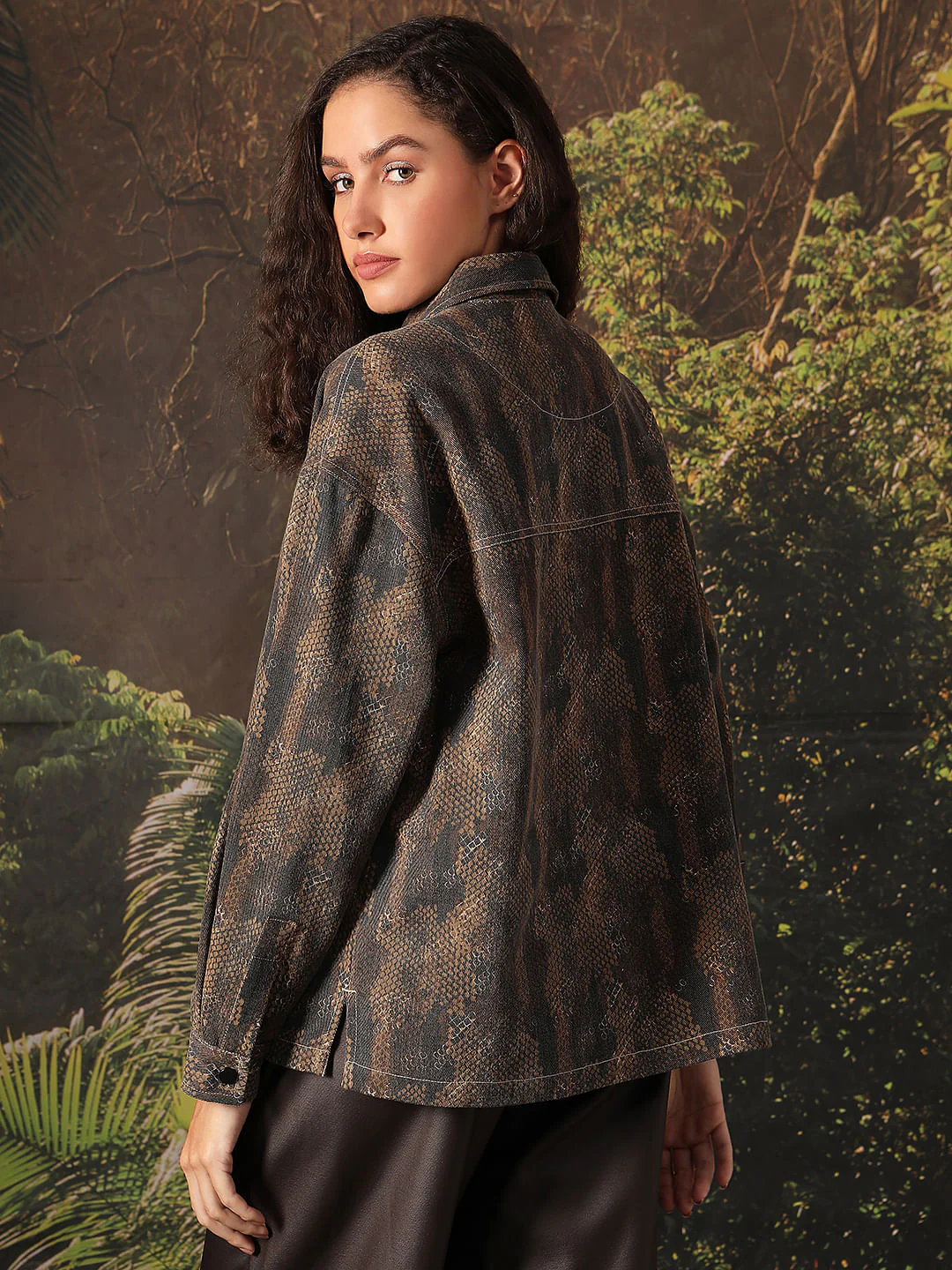 Disney Dark Olive Animal Print Shirt - Image 4
