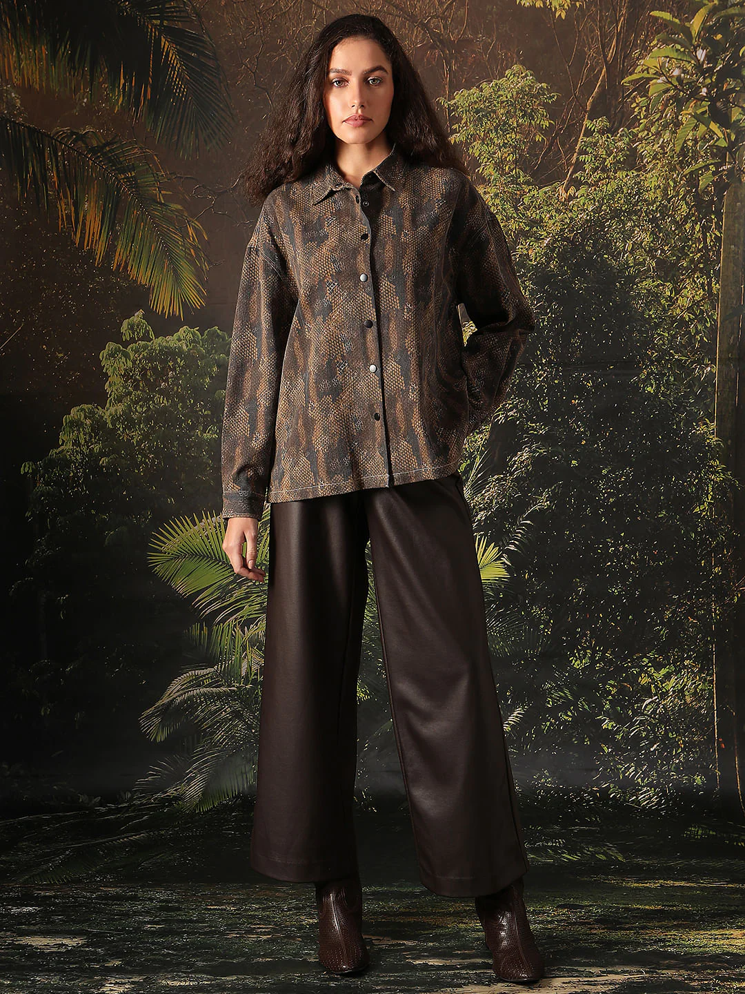 Disney Dark Olive Animal Print Shirt - Image 5