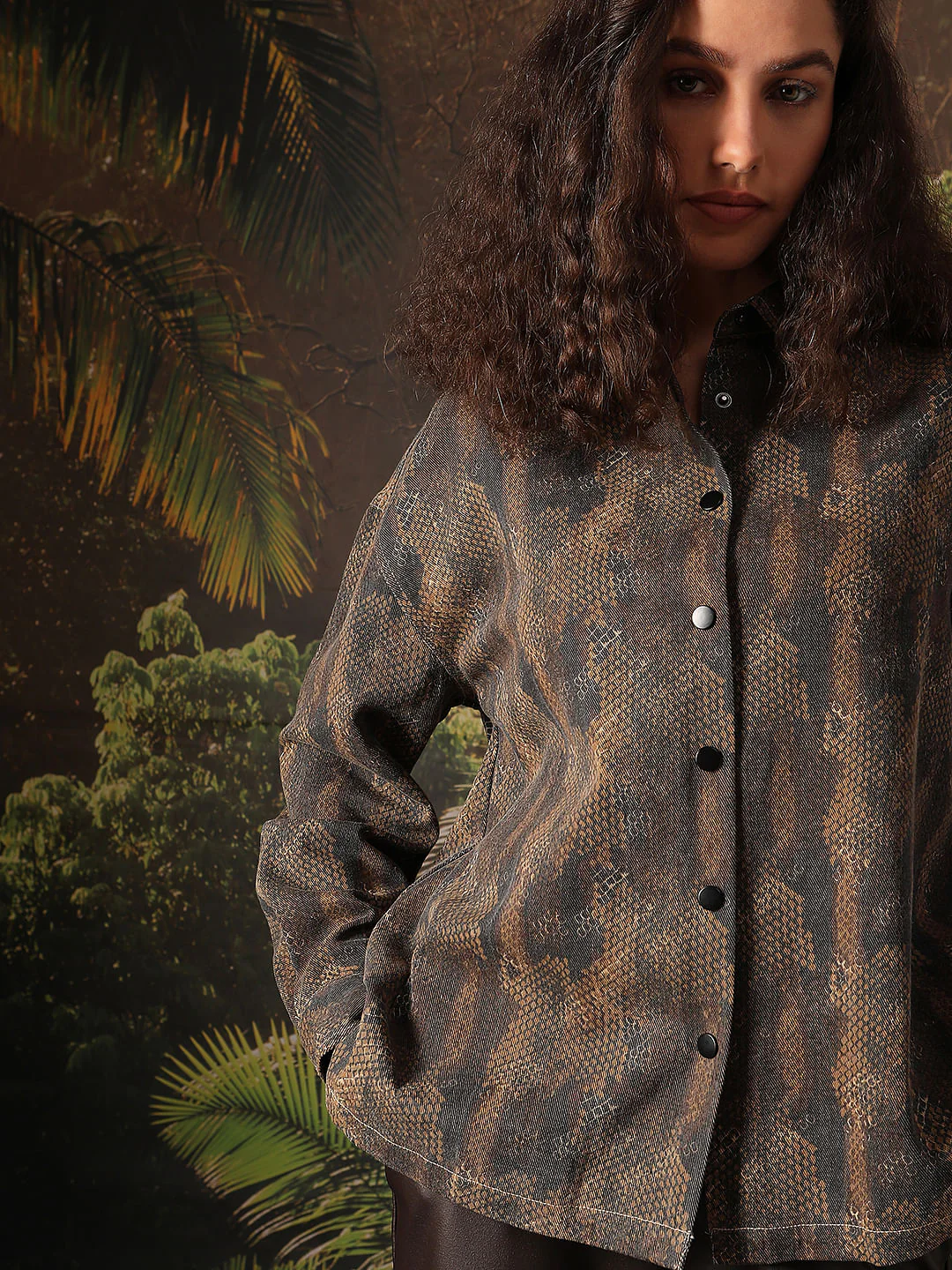Disney Dark Olive Animal Print Shirt - Image 6