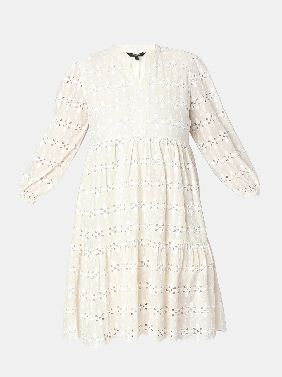 Curve Beige Schiffli Shift Dress - Image 7