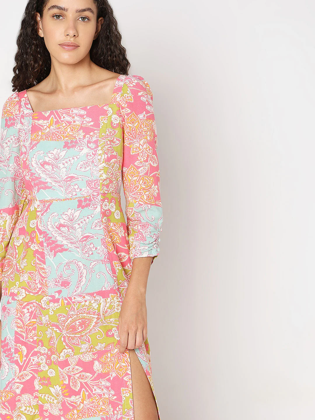 Pink Floral Print Midi Dress - Image 5