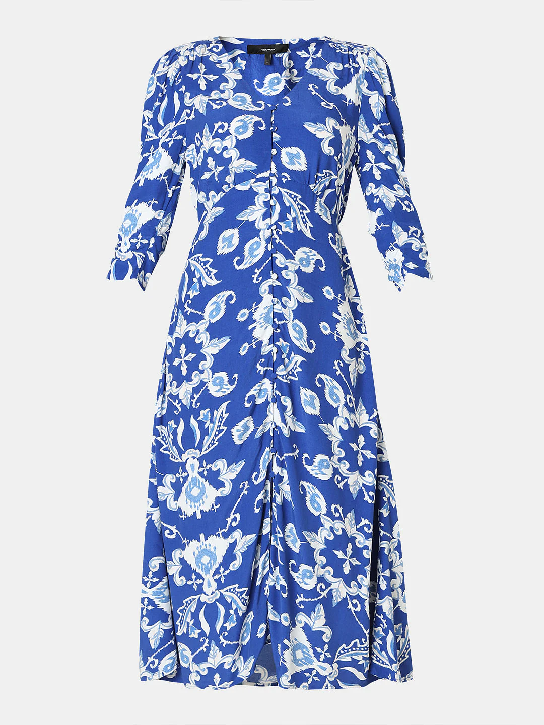 Dark Blue Printed Midi Dress - Image 7