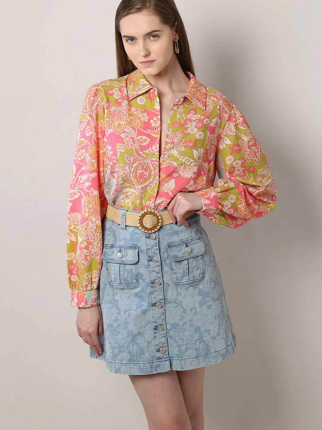 Pink Floral Print Shirt