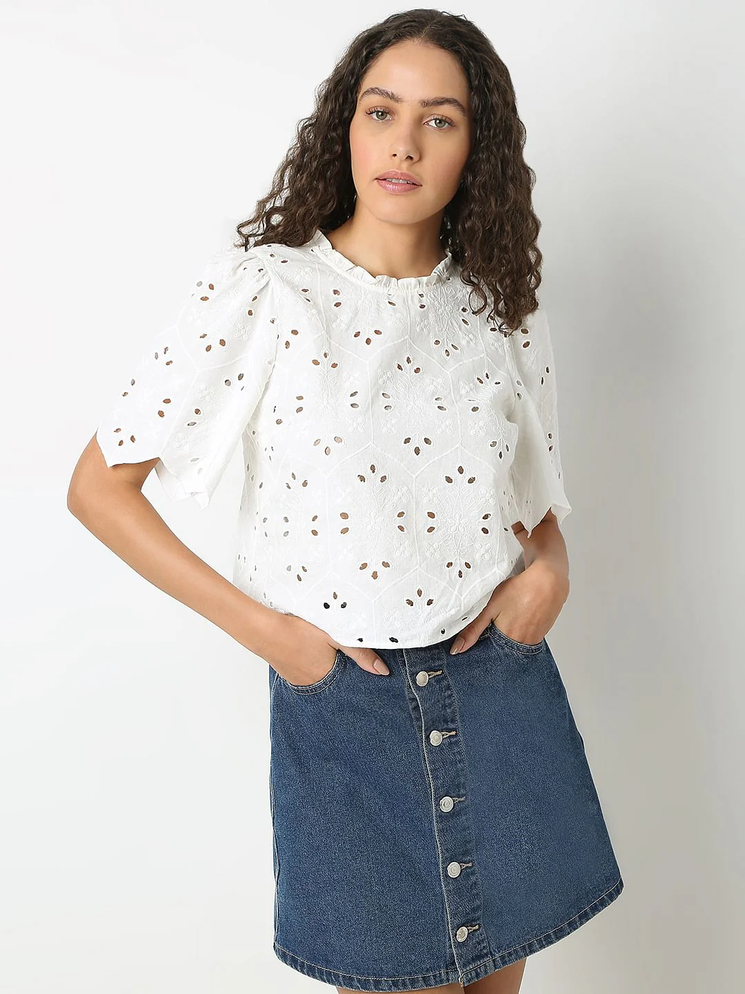 White Schiffli Cotton Top - Image 2
