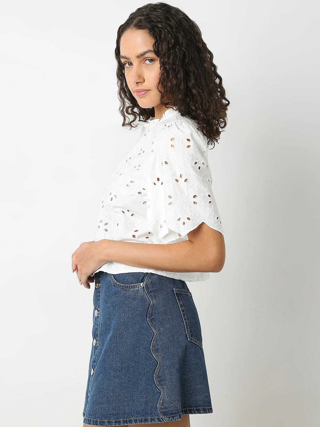 White Schiffli Cotton Top - Image 3