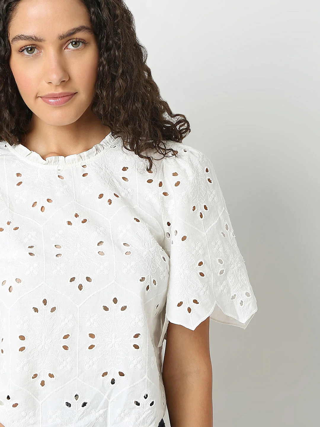 White Schiffli Cotton Top - Image 6