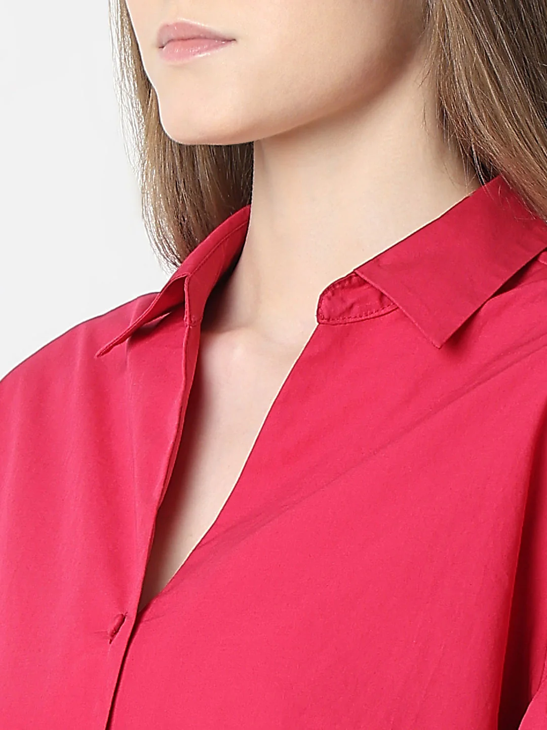 Red Puff Sleeves Cotton Shirt - Image 8