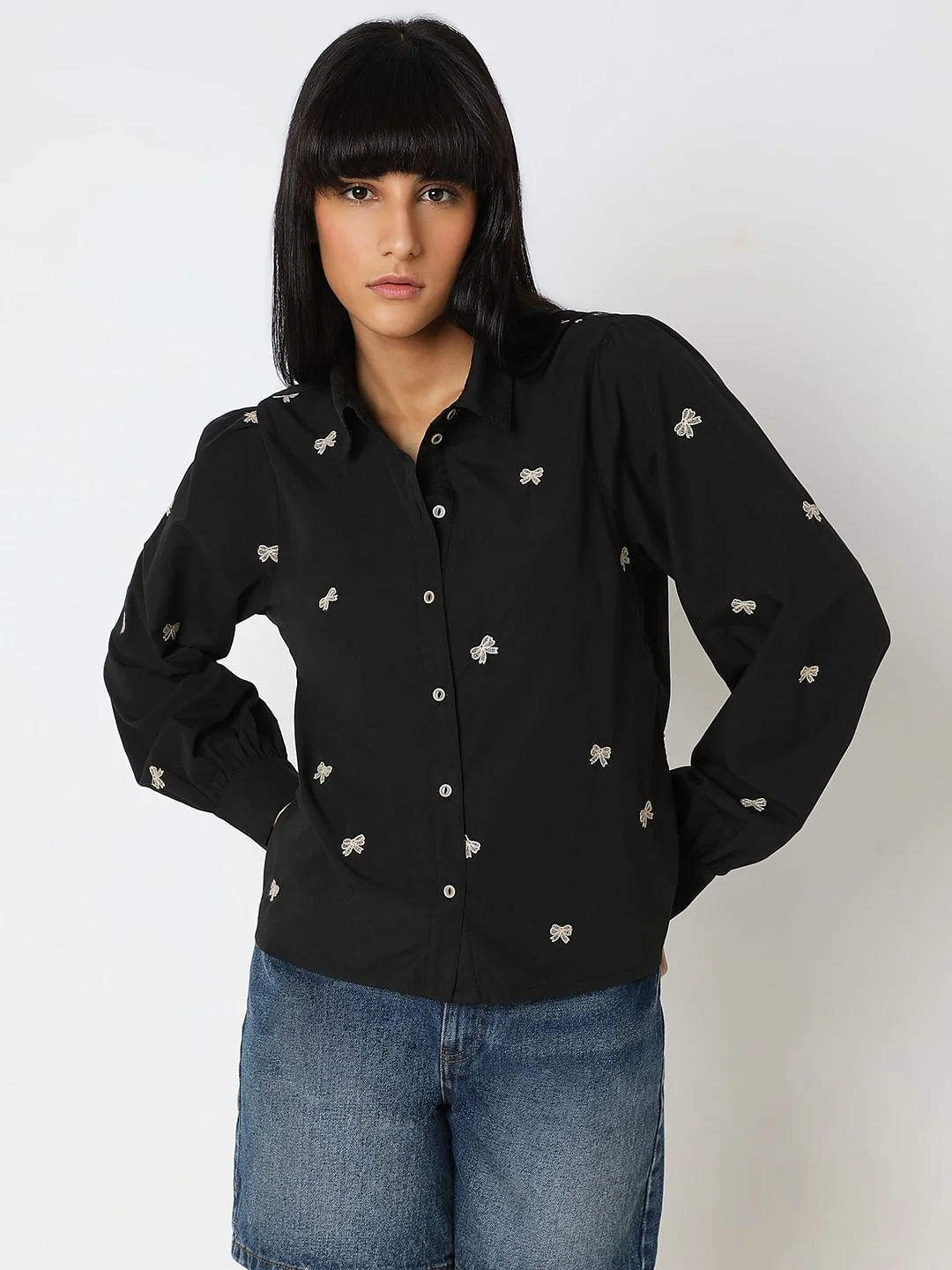 Black Ribbon Print Shirt - Image 2