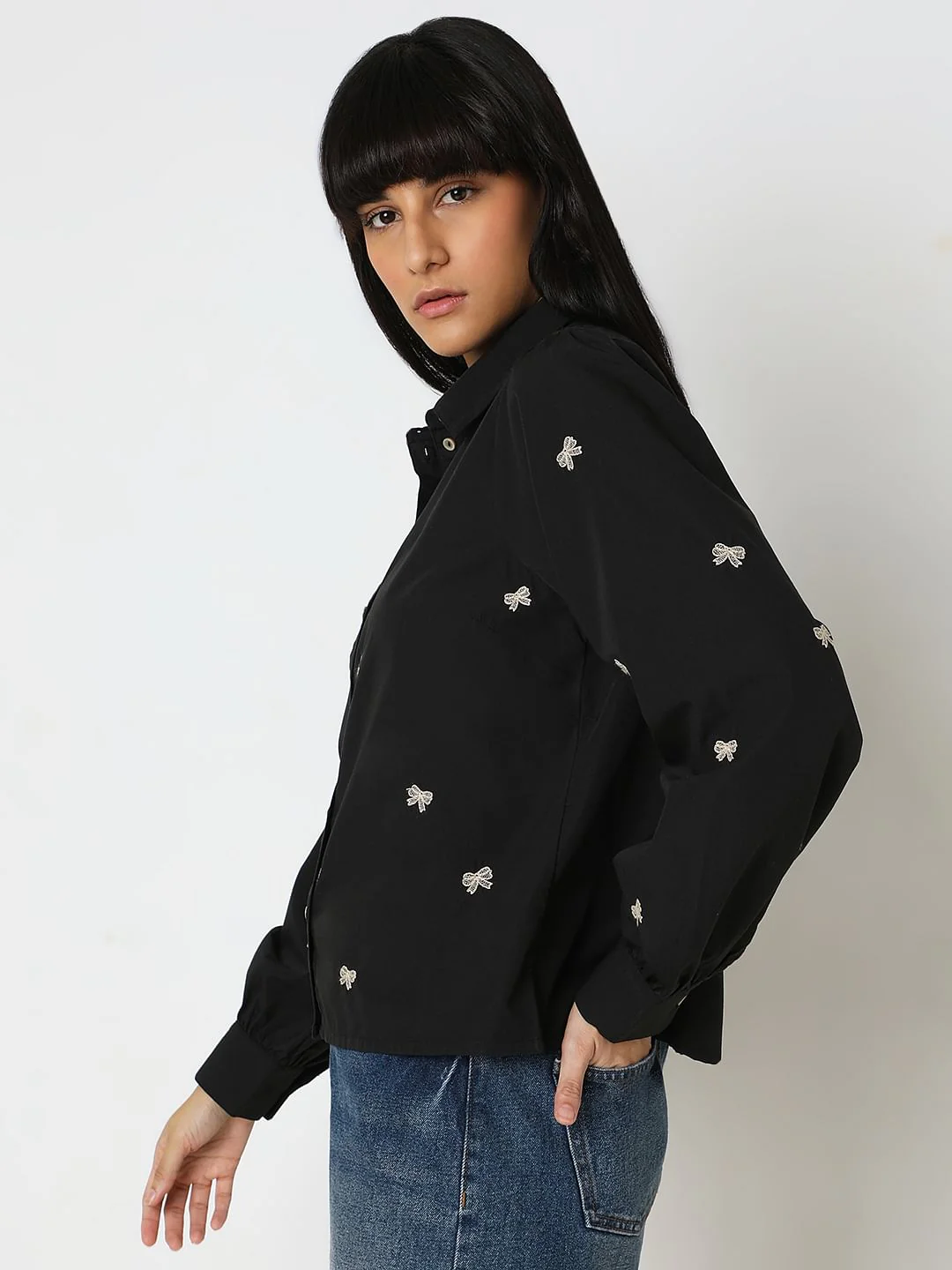 Black Ribbon Print Shirt - Image 3