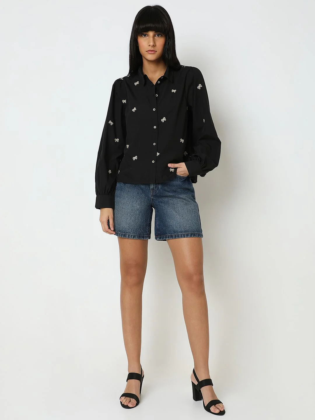 Black Ribbon Print Shirt - Image 5