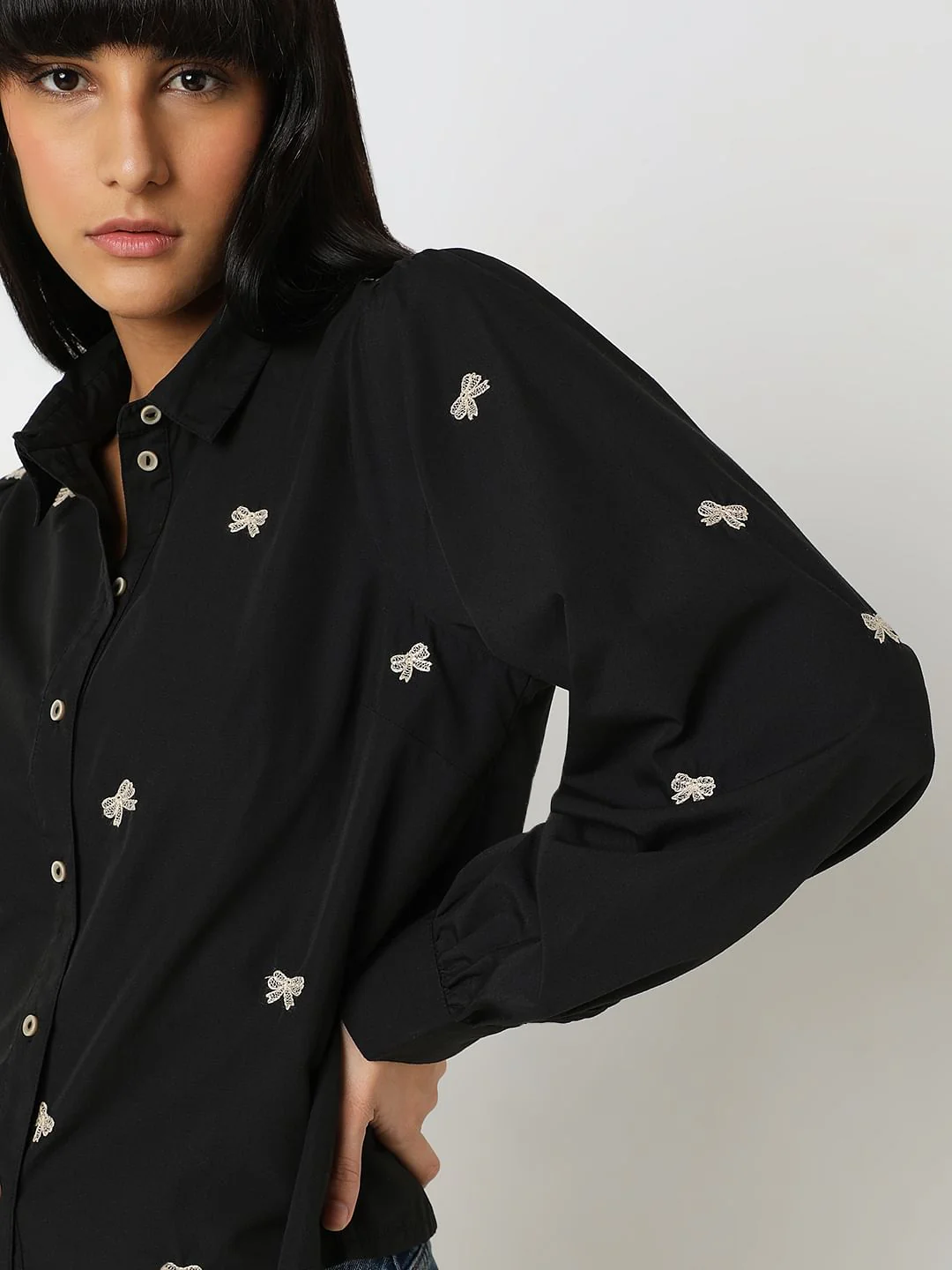 Black Ribbon Print Shirt - Image 6