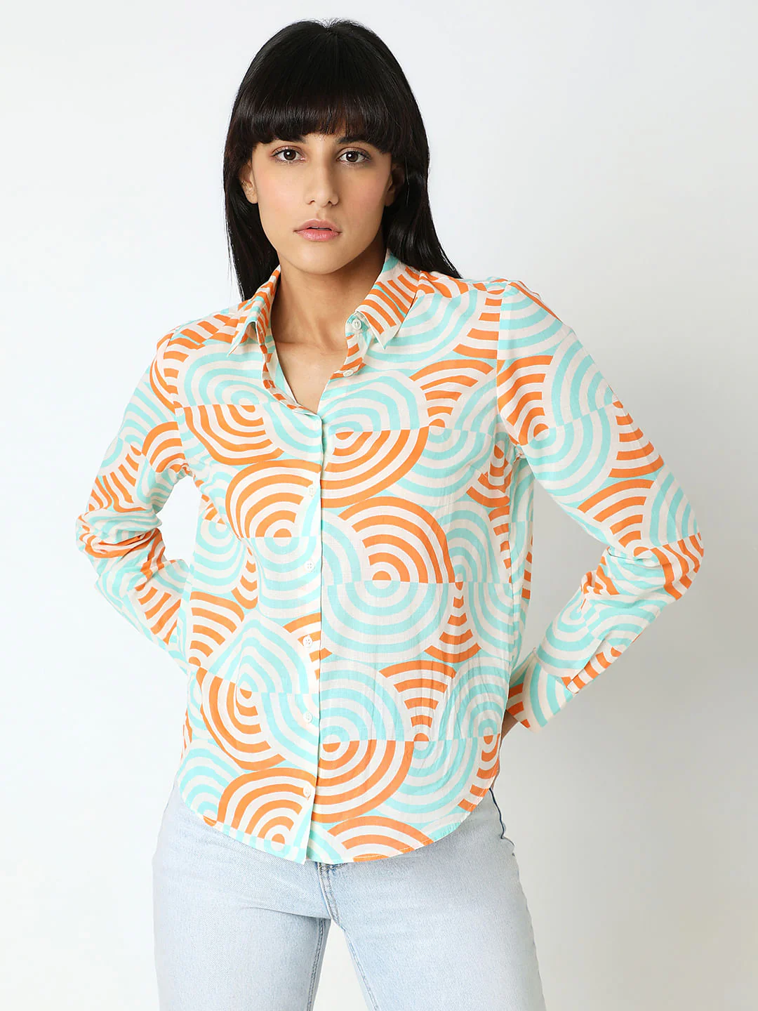 White Printed Cotton Shirt - Image 2