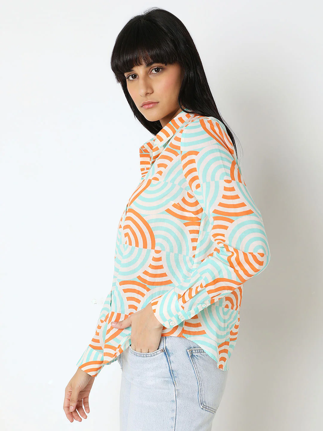 White Printed Cotton Shirt - Image 3