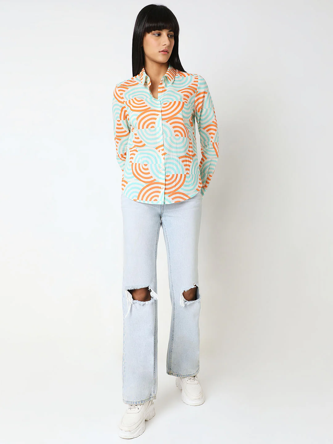 White Printed Cotton Shirt - Image 5