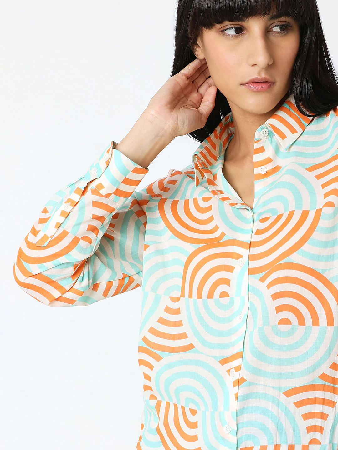 White Printed Cotton Shirt - Image 6