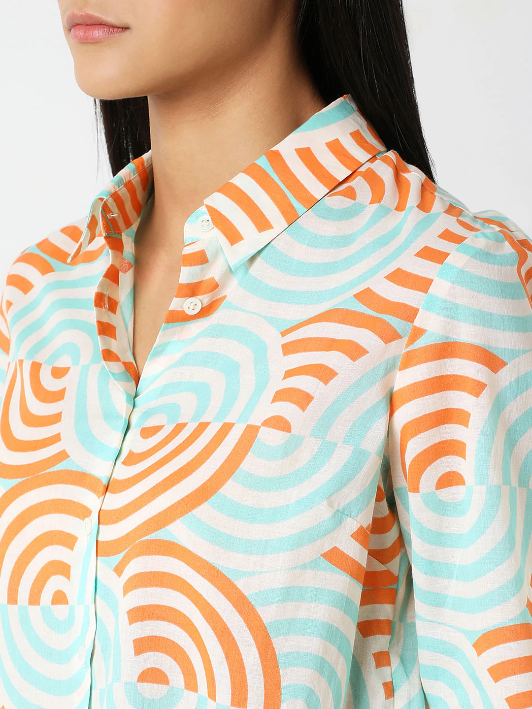 White Printed Cotton Shirt - Image 8
