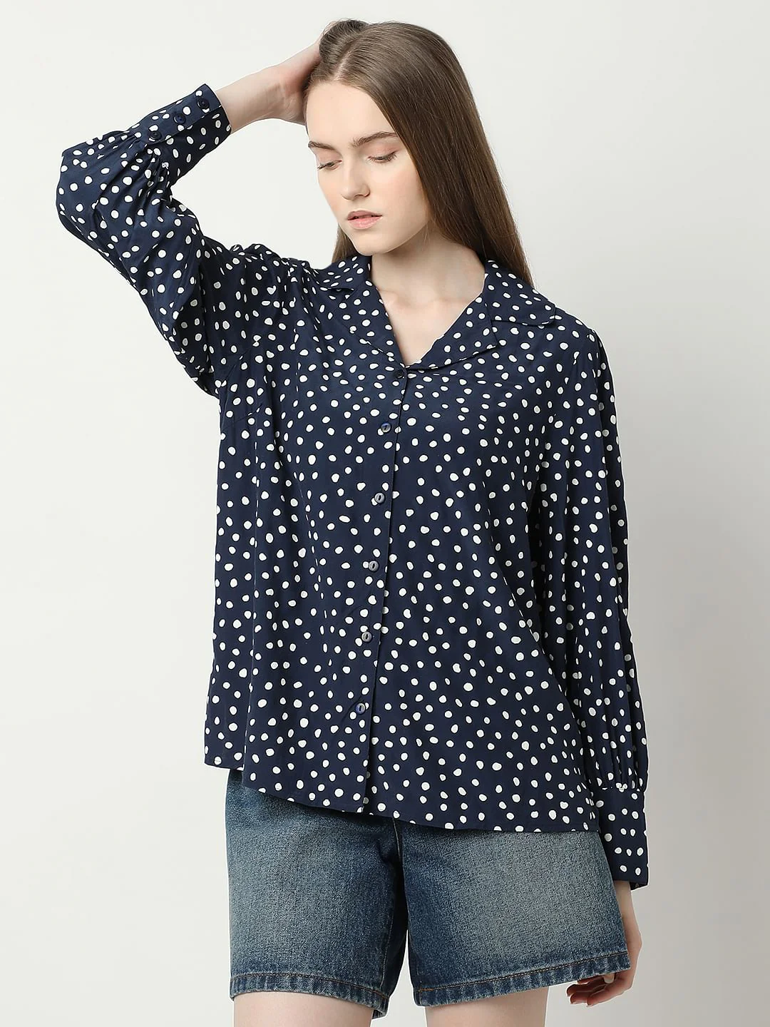 Navy Blue Polka Dot Shirt - Image 2