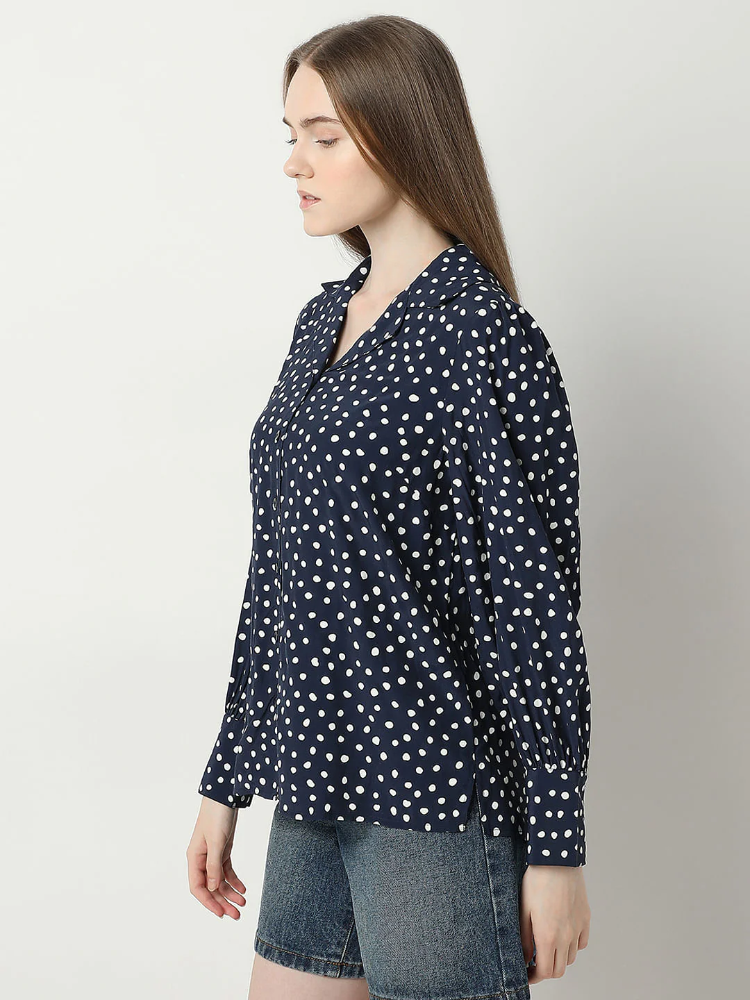 Navy Blue Polka Dot Shirt - Image 3