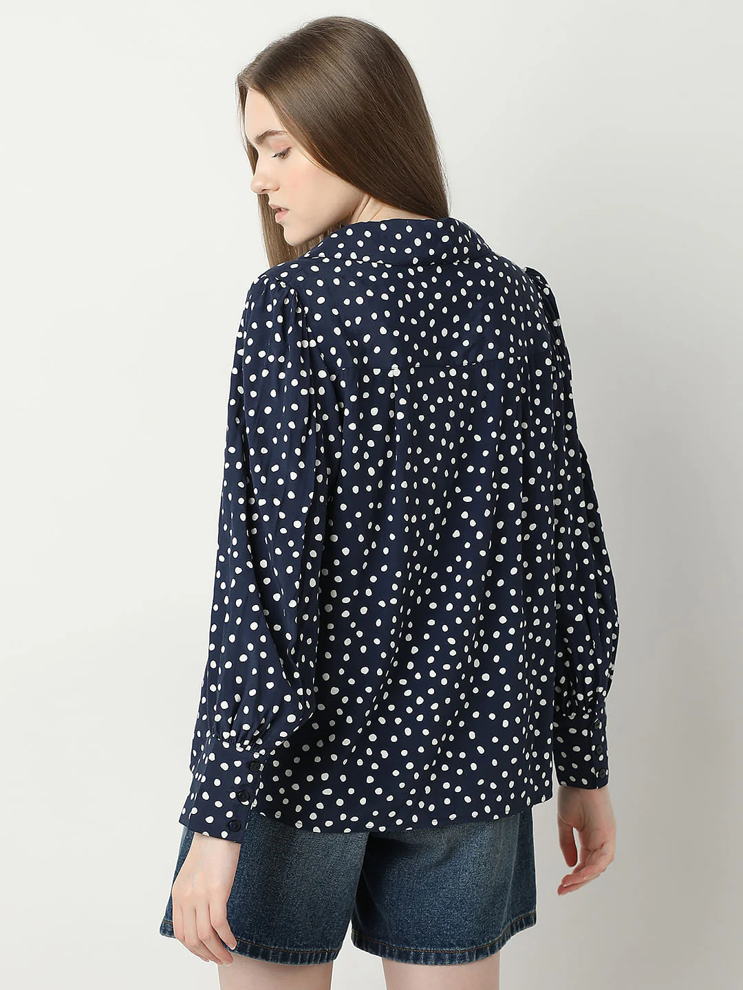 Navy Blue Polka Dot Shirt - Image 4