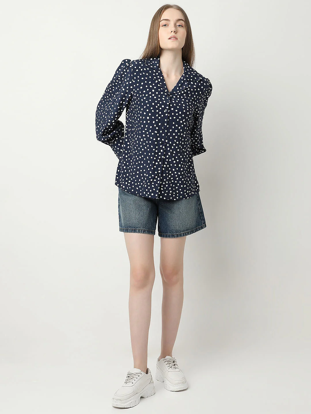 Navy Blue Polka Dot Shirt - Image 5