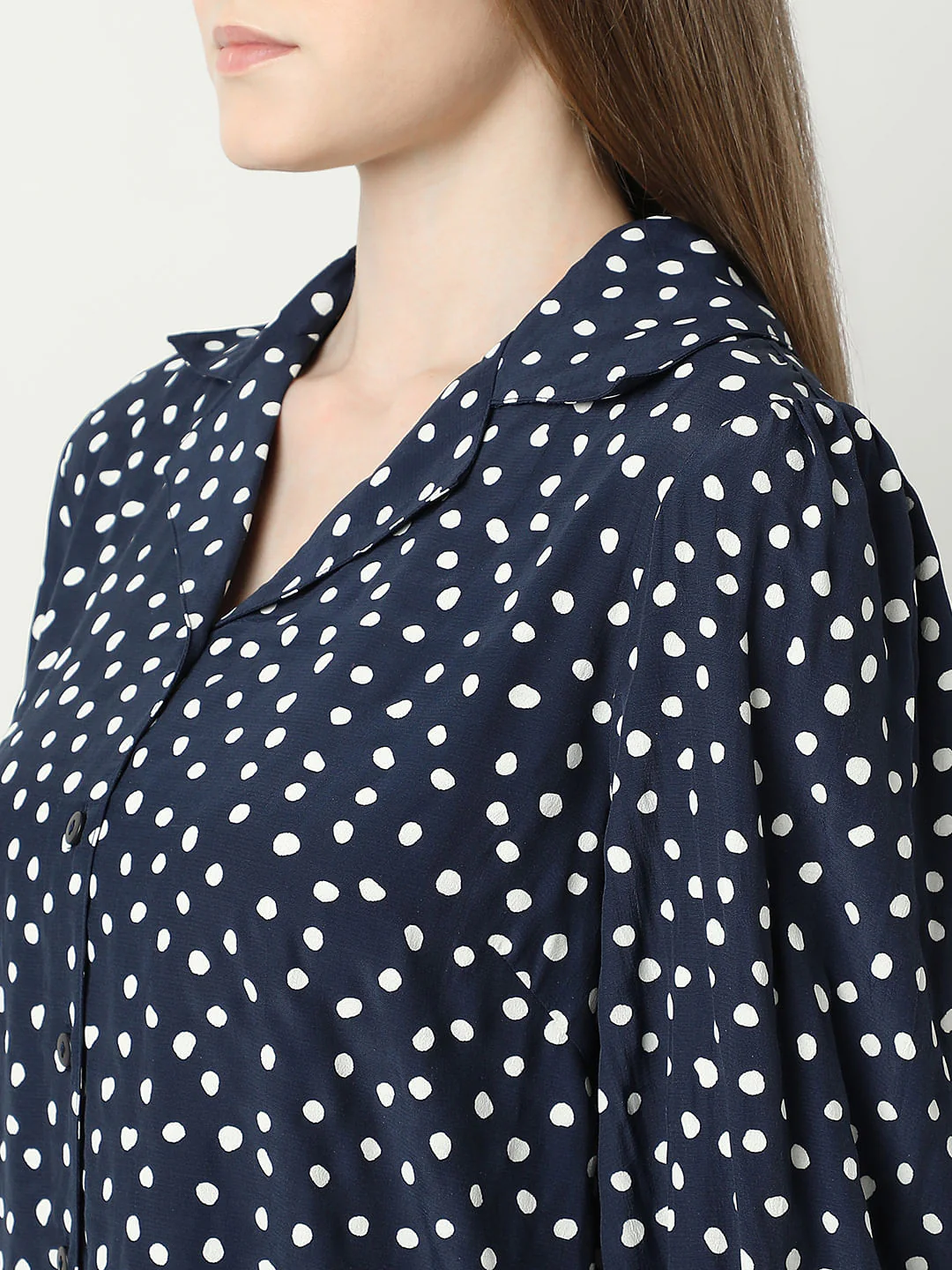 Navy Blue Polka Dot Shirt - Image 8