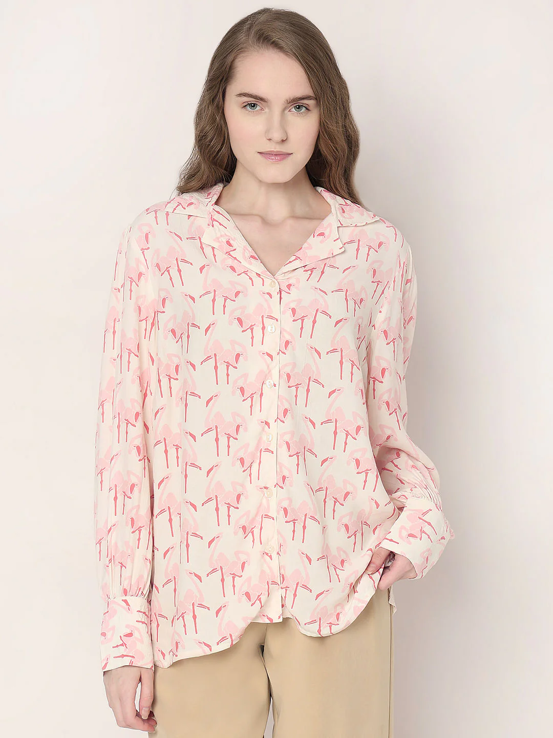 White Flamingo Print Shirt - Image 2