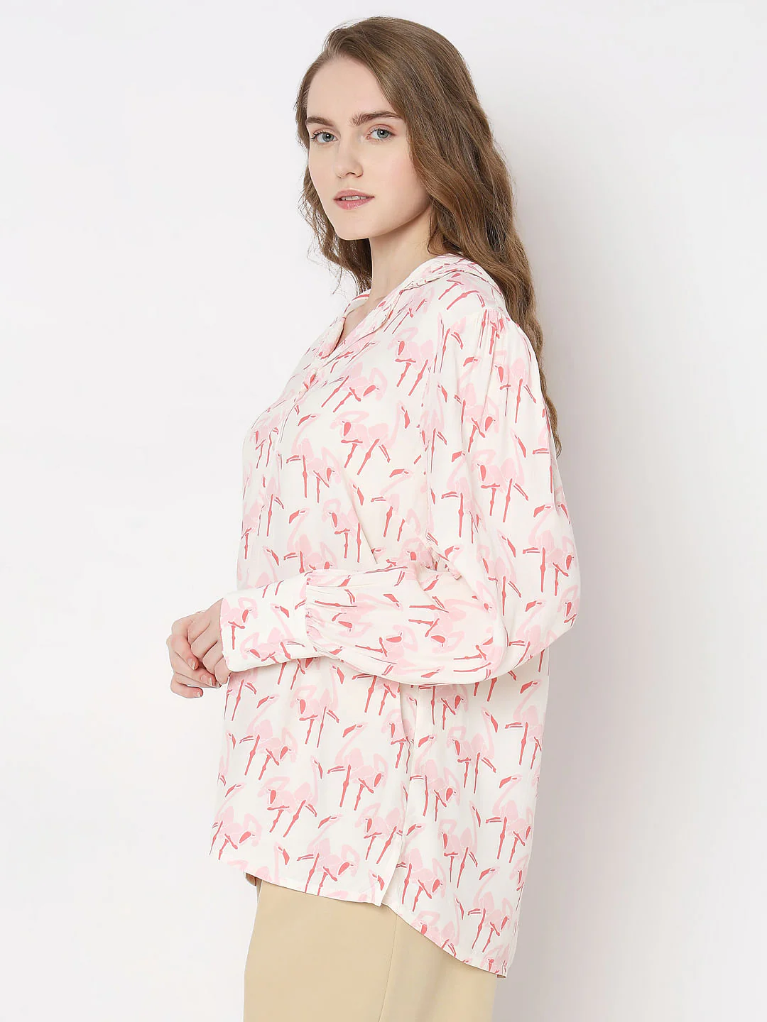 White Flamingo Print Shirt - Image 3