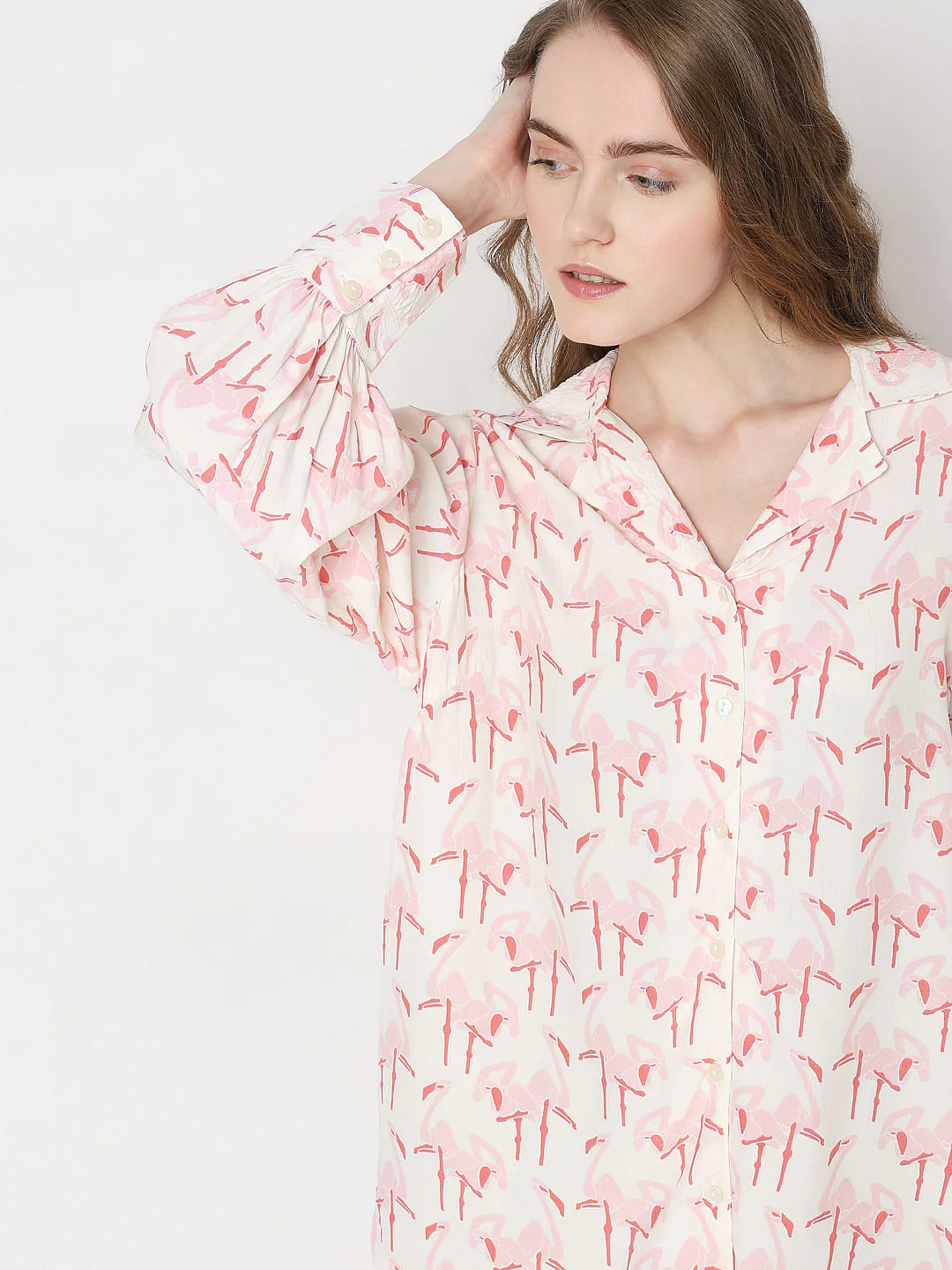 White Flamingo Print Shirt - Image 6