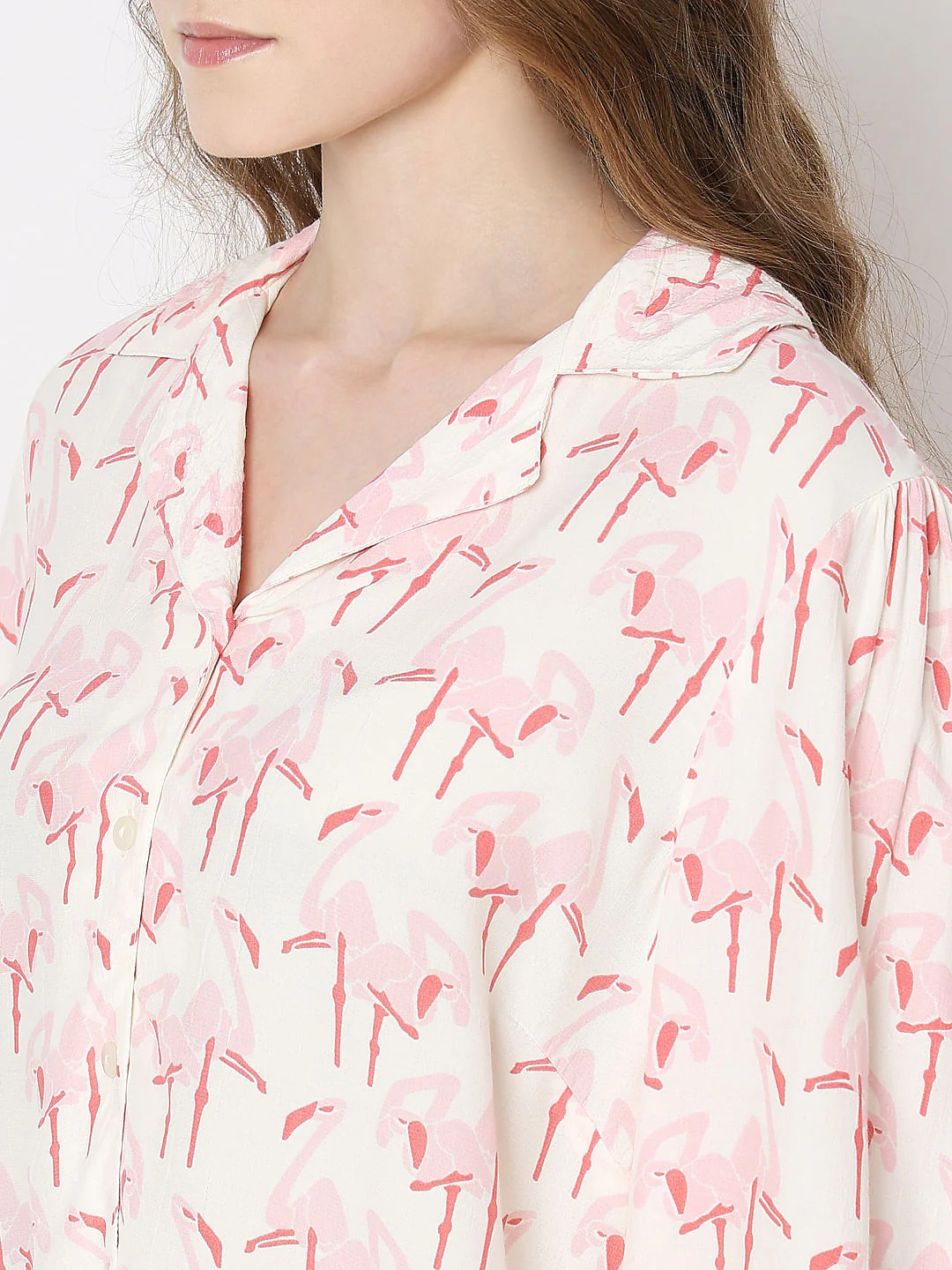White Flamingo Print Shirt - Image 8