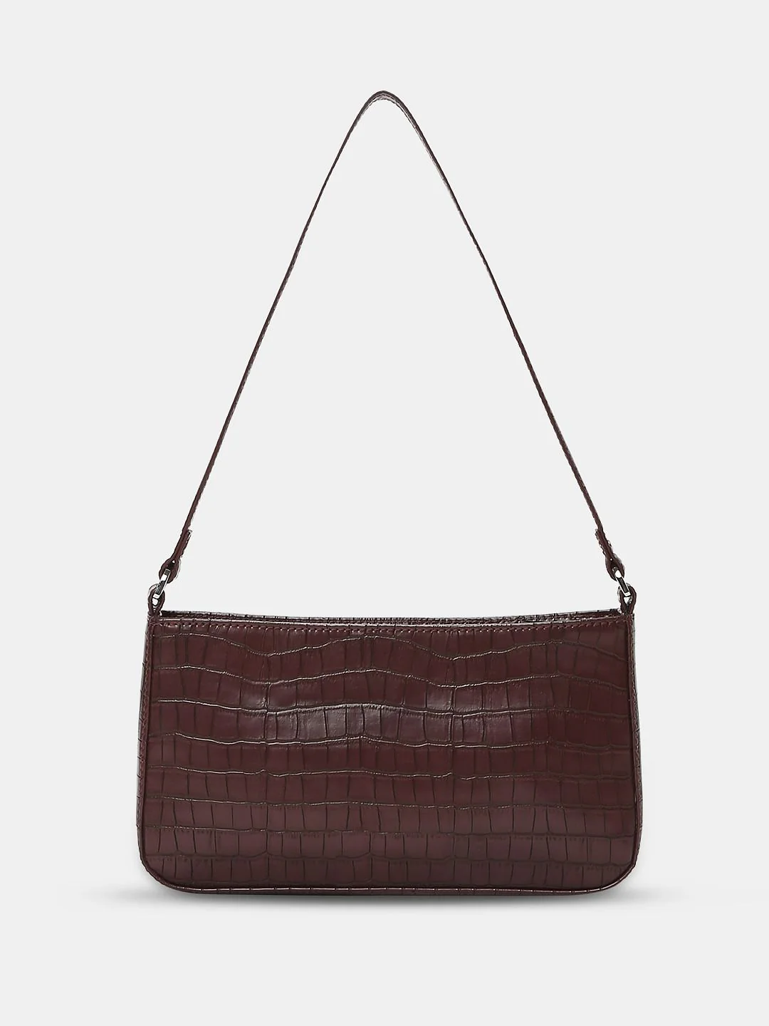 Wine Croc Embossed Shoulder Bag - Image 2