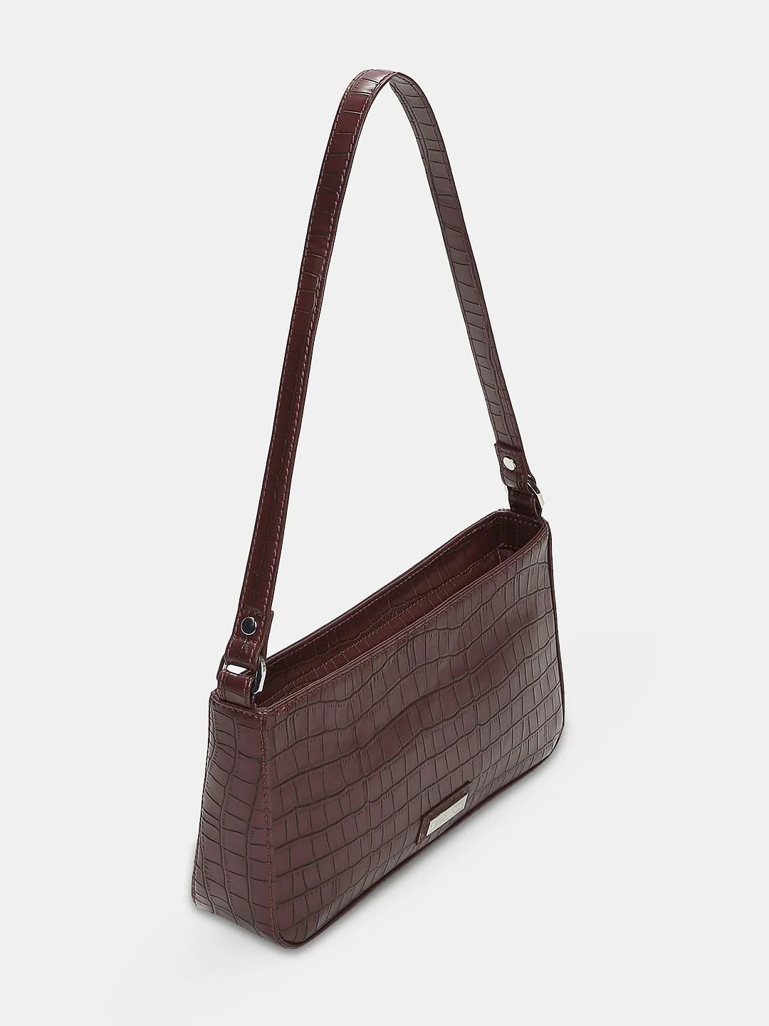 Wine Croc Embossed Shoulder Bag - Image 3