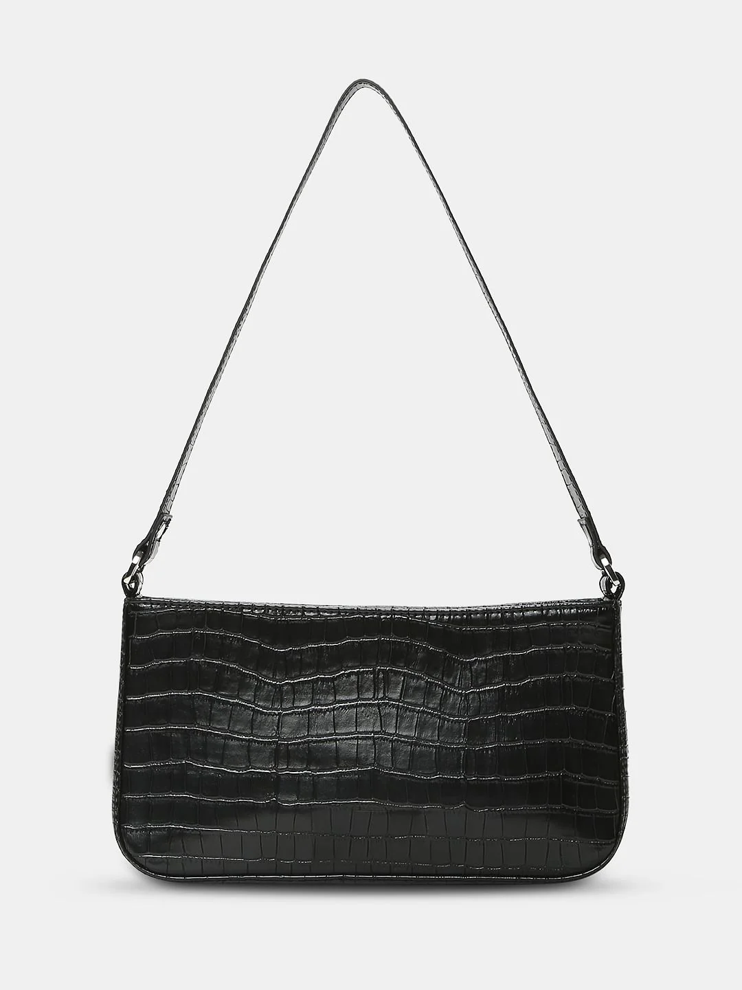 Black Croc Embossed Shoulder Bag - Image 2