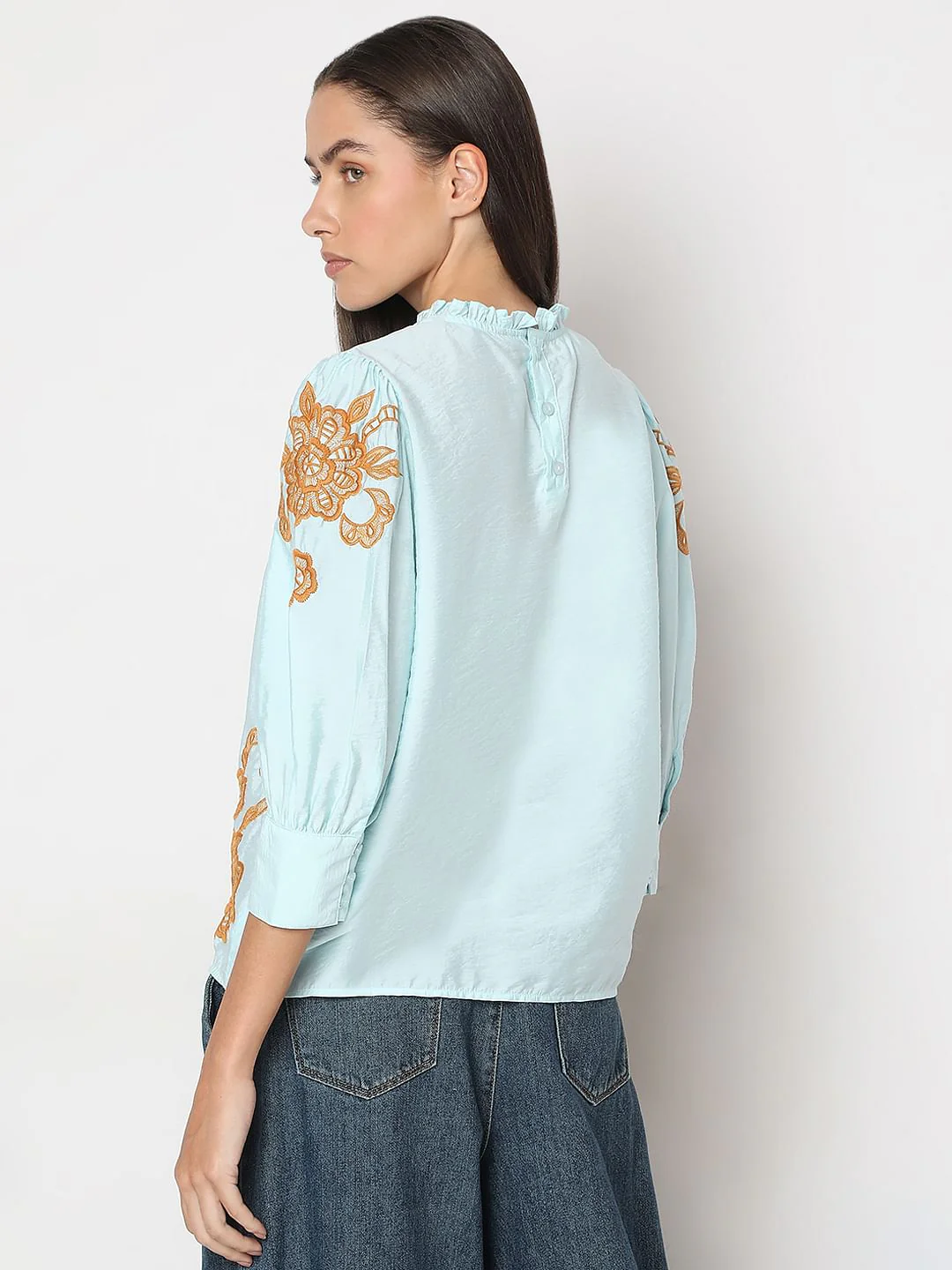 Blue Embroidered Top - Image 4