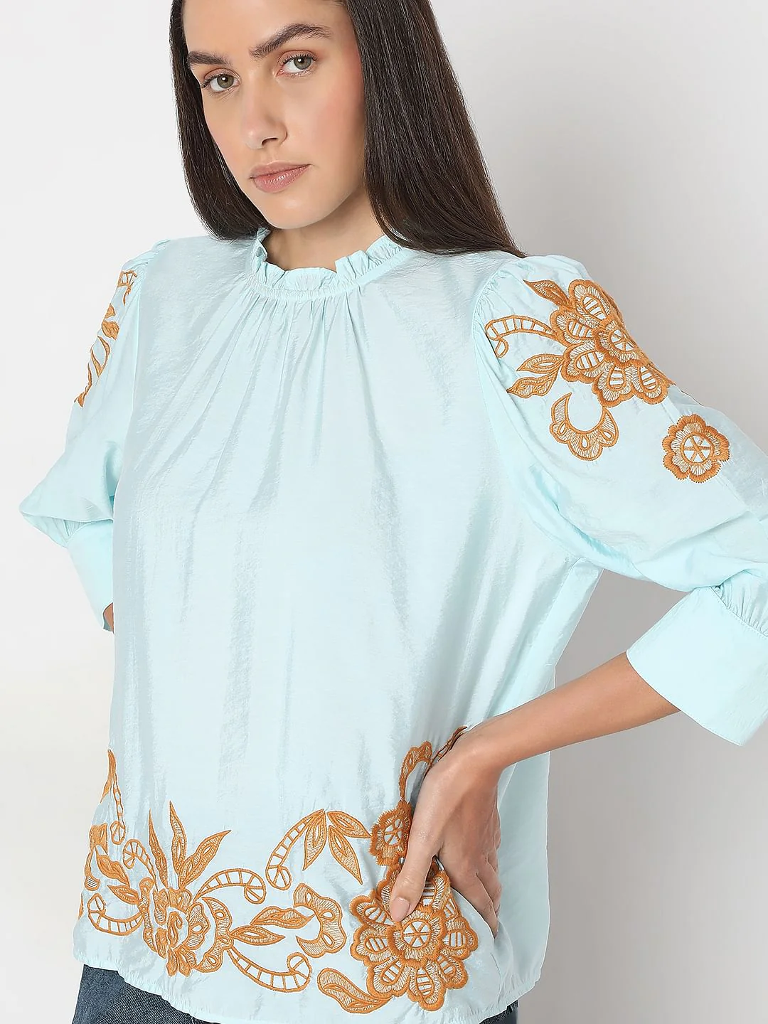 Blue Embroidered Top - Image 6